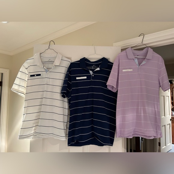 Nike Dri-Fit Golf Polos Cotton w/ stripes ( size large) - Picture 1 of 9